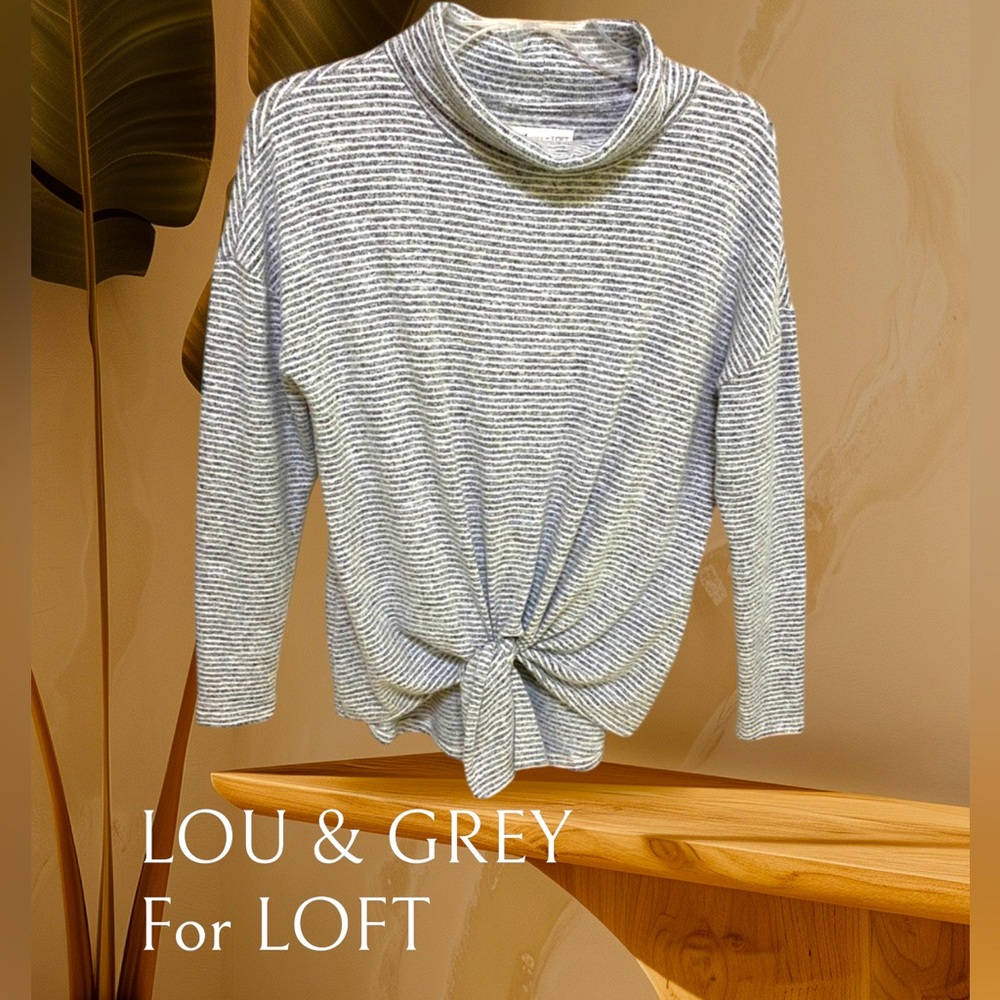 Lou & Grey Grey Striped Tie Front Hi Lo - Sz XS